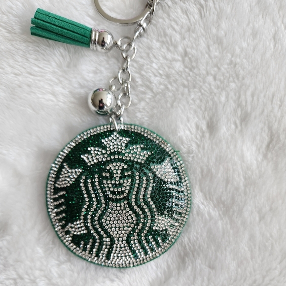 Starbucks Rhinestone Keychain Bag Charm - Picture 2 of 3